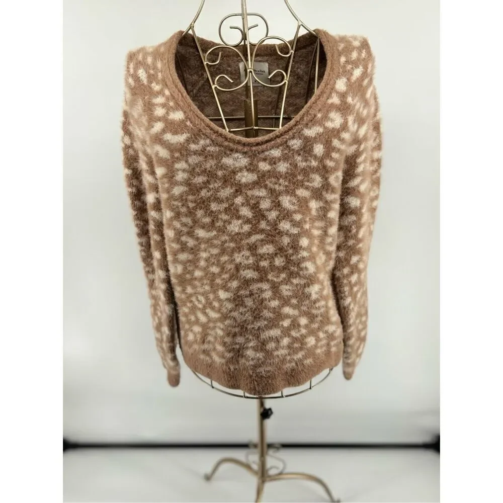 Abercrombie & Fitch Leopard Print Sweater Women Medium Soft A&F V Neck